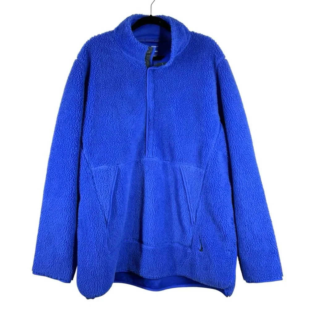 Nike Yoga Men’s Sherpa Pullover Sweatshirt Loose Fit Blue Activewear Size XL